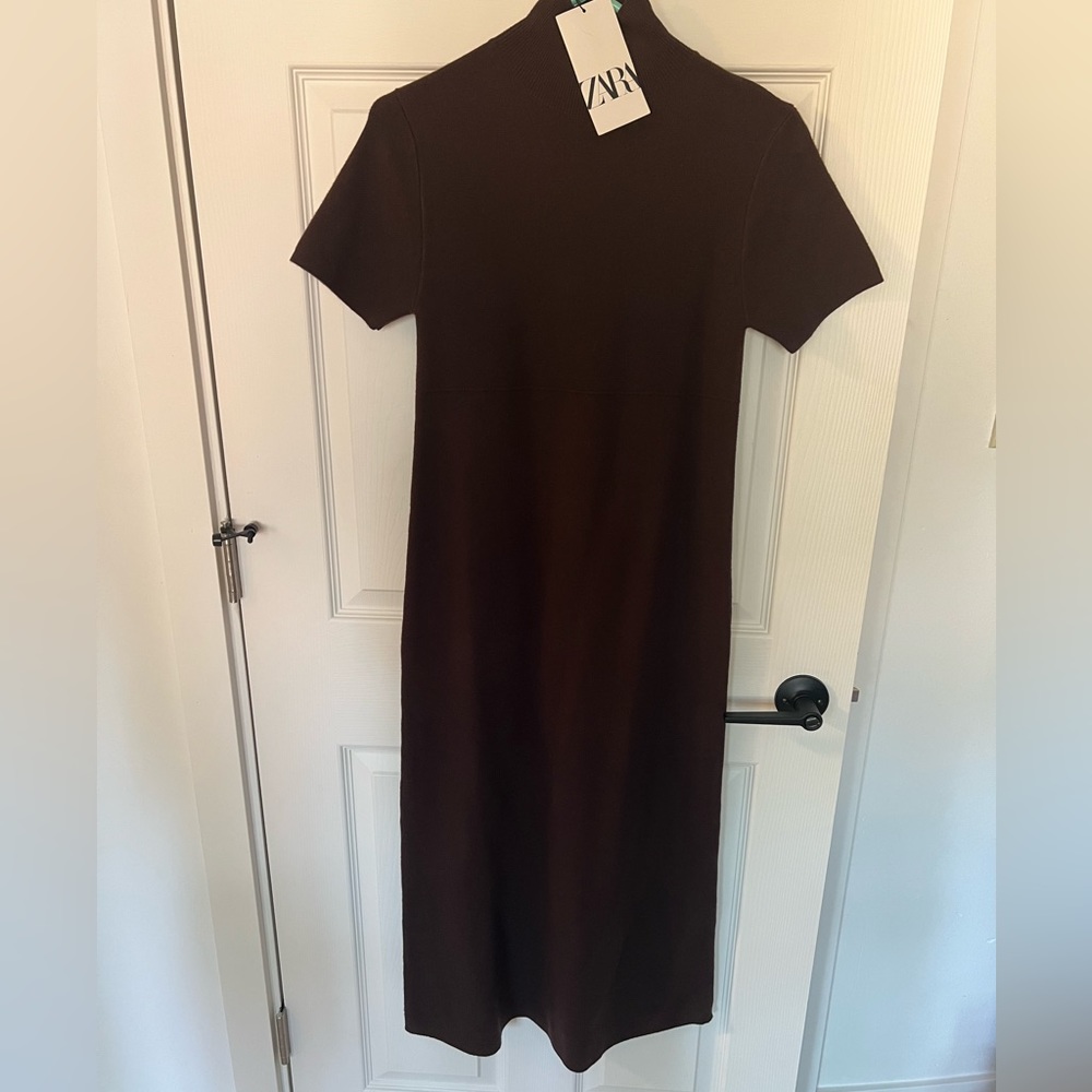 Brand new chocolate knit mock neck dress